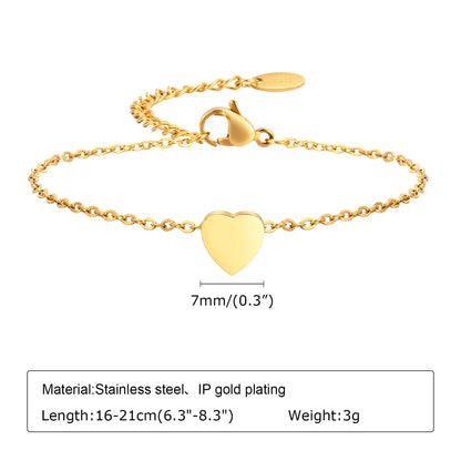 Modern Style Simple Style Classic Style Letter Heart Shape Stainless Steel Plating Gold Plated Bracelets