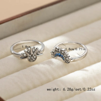 Modern Style Simple Style Classic Style Sun Moon Alloy Asymmetrical Plating Inlay Rhinestones Couple Rings