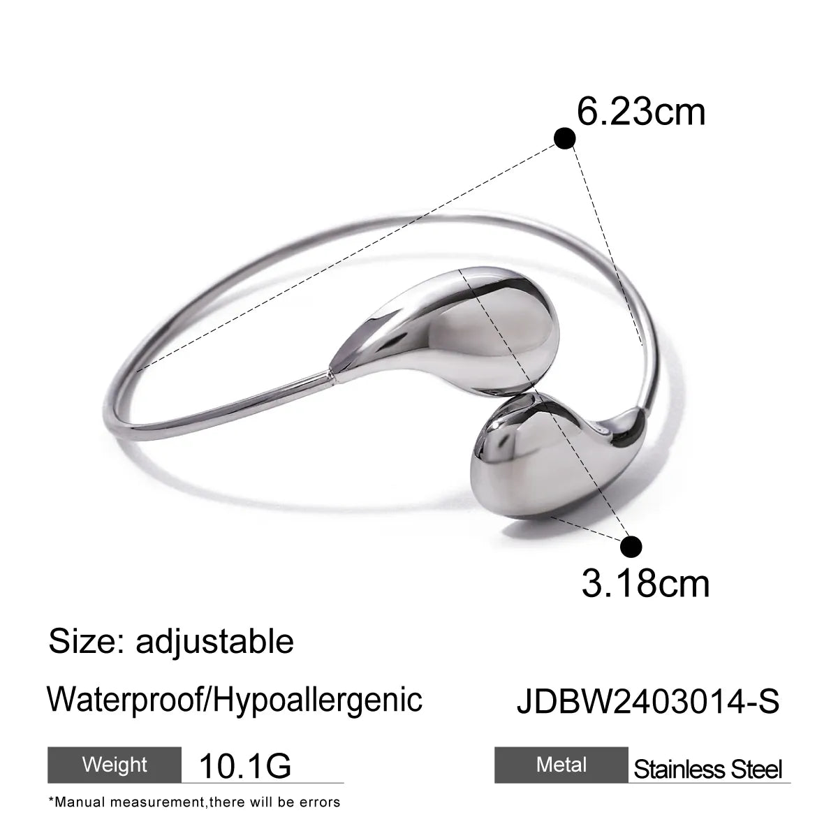 Modern Style Simple Style Classic Style Water Droplets Solid Color 304 Stainless Steel 18K Gold Plated Bangle In Bulk