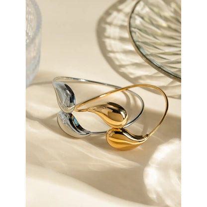 Modern Style Simple Style Classic Style Water Droplets Solid Color 304 Stainless Steel 18K Gold Plated Bangle In Bulk