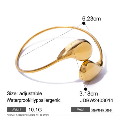 Modern Style Simple Style Classic Style Water Droplets Solid Color 304 Stainless Steel 18K Gold Plated Bangle In Bulk