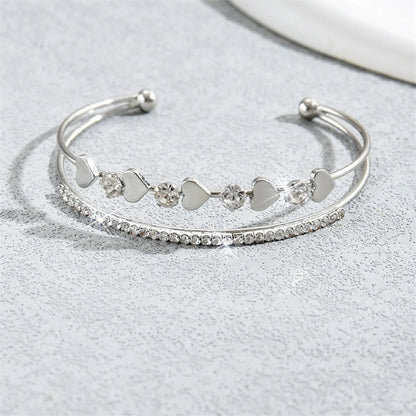 Modern Style Simple Style Commute Heart Shape Flower Rhombus Zircon Iron Copper Wholesale Bangle