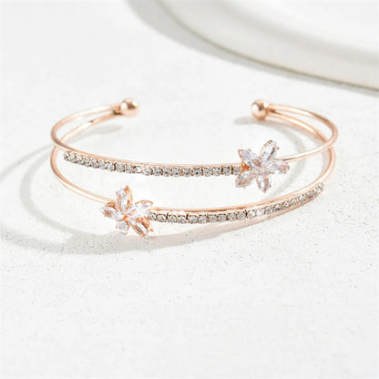 Modern Style Simple Style Commute Heart Shape Flower Rhombus Zircon Iron Copper Wholesale Bangle