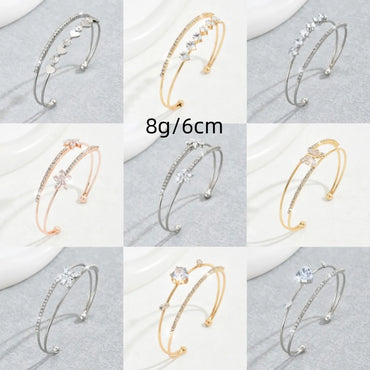 Modern Style Simple Style Commute Heart Shape Flower Rhombus Zircon Iron Copper Wholesale Bangle