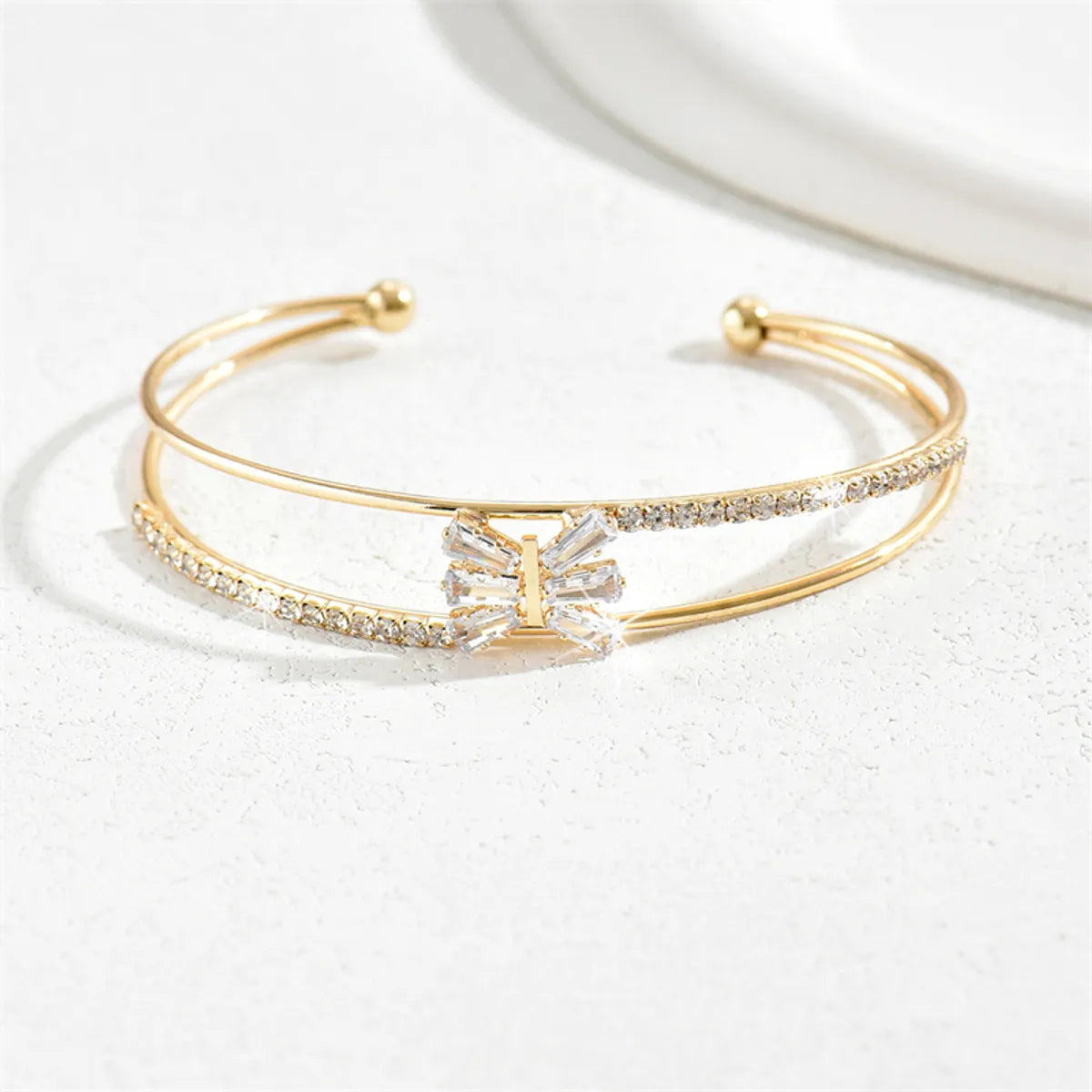 Modern Style Simple Style Commute Heart Shape Flower Rhombus Zircon Iron Copper Wholesale Bangle