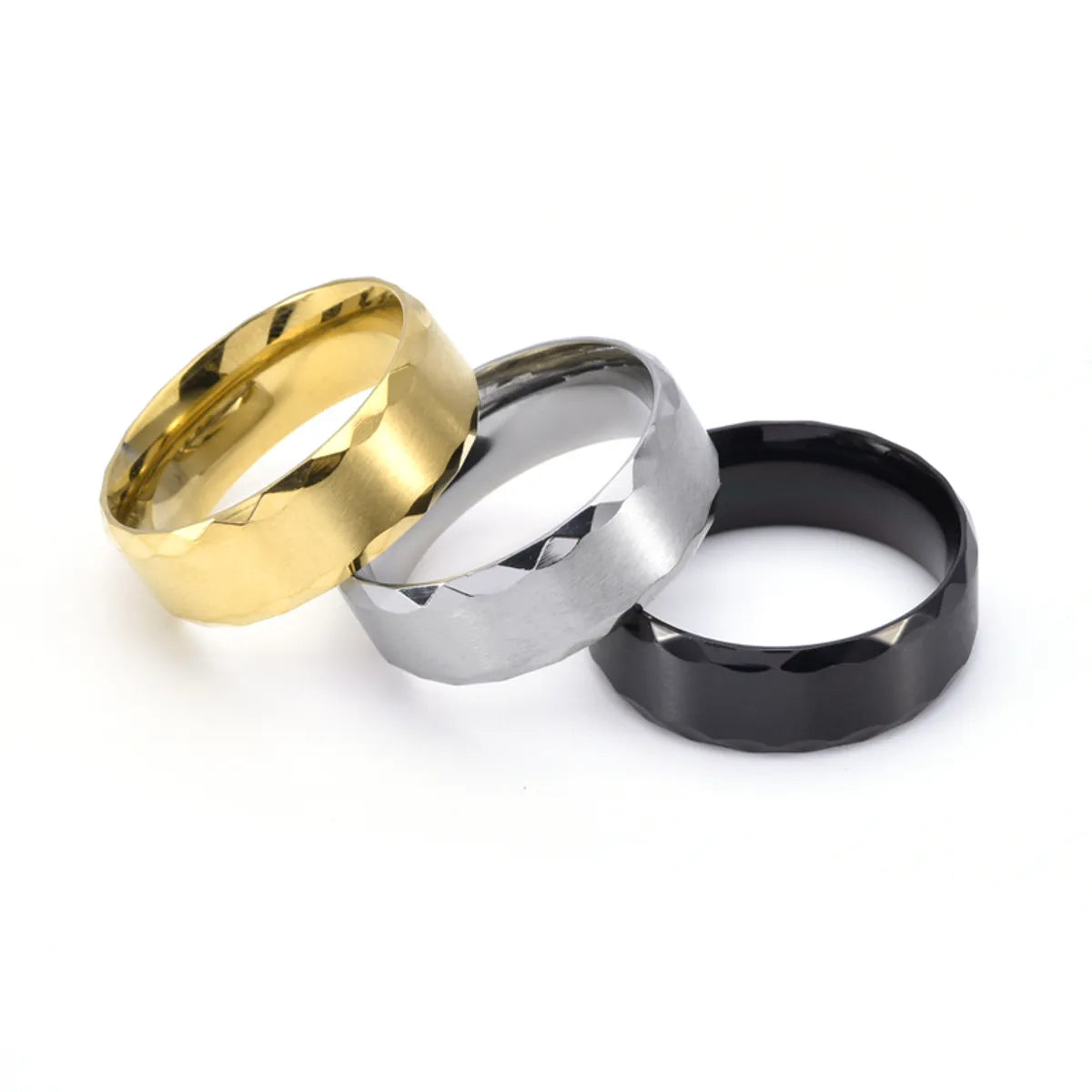 Modern Style Simple Style Commute Round Solid Color 304 Stainless Steel Men'S Rings