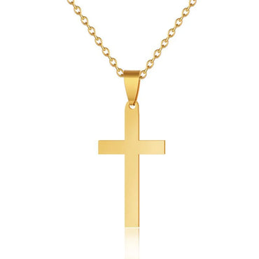 Stainless Steel 18K Gold Plated Modern Style Simple Style Plating Cross None Pendant Necklace Long Necklace