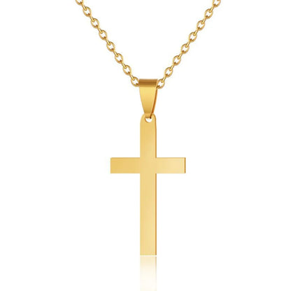 Stainless Steel 18K Gold Plated Modern Style Simple Style Plating Cross None Pendant Necklace Long Necklace