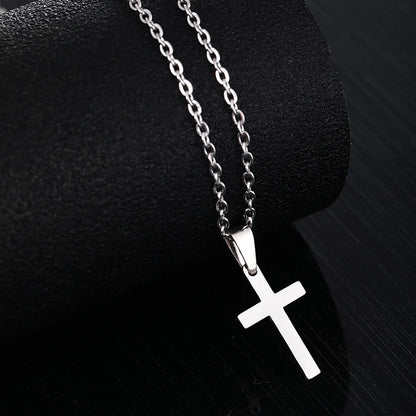 Stainless Steel 18K Gold Plated Modern Style Simple Style Plating Cross None Pendant Necklace Long Necklace