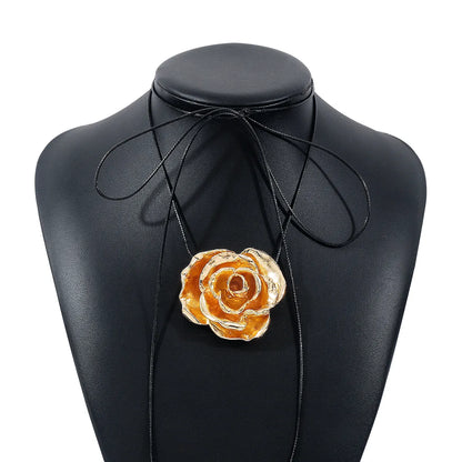 Modern Style Simple Style Flower Alloy Wax Rope Women's Necklace