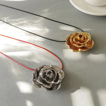 Modern Style Simple Style Flower Alloy Wax Rope Women's Necklace