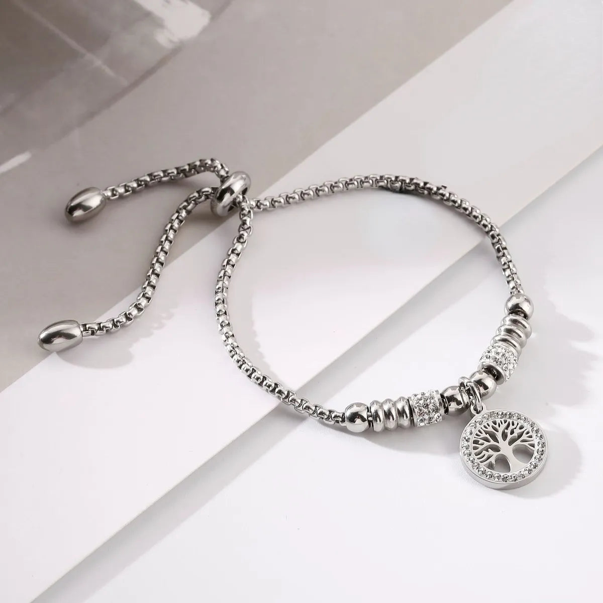 Modern Style Simple Style Geometric Tree Stainless Steel Plating Inlay Zircon Bracelets