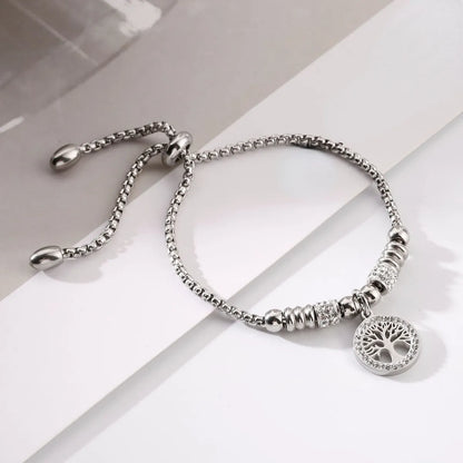 Modern Style Simple Style Geometric Tree Stainless Steel Plating Inlay Zircon Bracelets