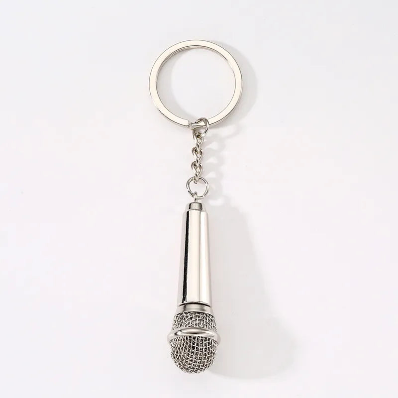 Modern Style Simple Style Guitar Microphone Notes Alloy Plating Bag Pendant Keychain