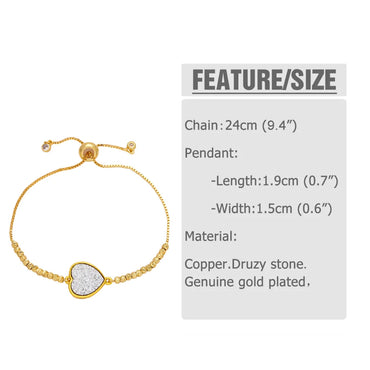 Modern Style Simple Style Heart Shape Copper Beaded Plating Inlay Ore 18k Gold Plated Bracelets