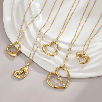 Modern Style Simple Style Heart Shape Stainless Steel Polishing Plating 18k Gold Plated Necklace