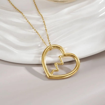 Modern Style Simple Style Heart Shape Stainless Steel Polishing Plating 18k Gold Plated Necklace