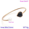 Modern Style Simple Style Heart Shape Stainless Steel Titanium Steel 18K Gold Plated Glass Stone Pearl Bangle In Bulk