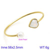 Modern Style Simple Style Heart Shape Stainless Steel Titanium Steel 18K Gold Plated Glass Stone Pearl Bangle In Bulk