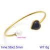 Modern Style Simple Style Heart Shape Stainless Steel Titanium Steel 18K Gold Plated Glass Stone Pearl Bangle In Bulk