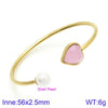 Modern Style Simple Style Heart Shape Stainless Steel Titanium Steel 18K Gold Plated Glass Stone Pearl Bangle In Bulk