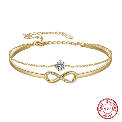 Modern Style Simple Style Infinity Solid Color Sterling Silver Plating 14k Gold Plated White Gold Plated Silver Plated Bracelets