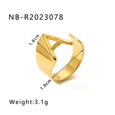 Modern Style Simple Style Letter Stainless Steel Asymmetrical Plating 18k Gold Plated Open Rings