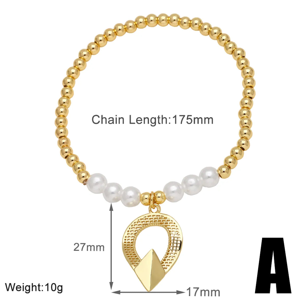 Modern Style Simple Style Pentagram Heart Shape 18K Gold Plated Artificial Pearl Copper Wholesale Bracelets