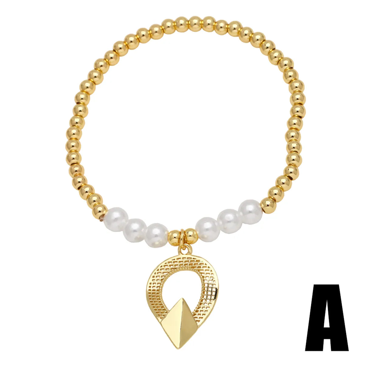 Modern Style Simple Style Pentagram Heart Shape 18K Gold Plated Artificial Pearl Copper Wholesale Bracelets