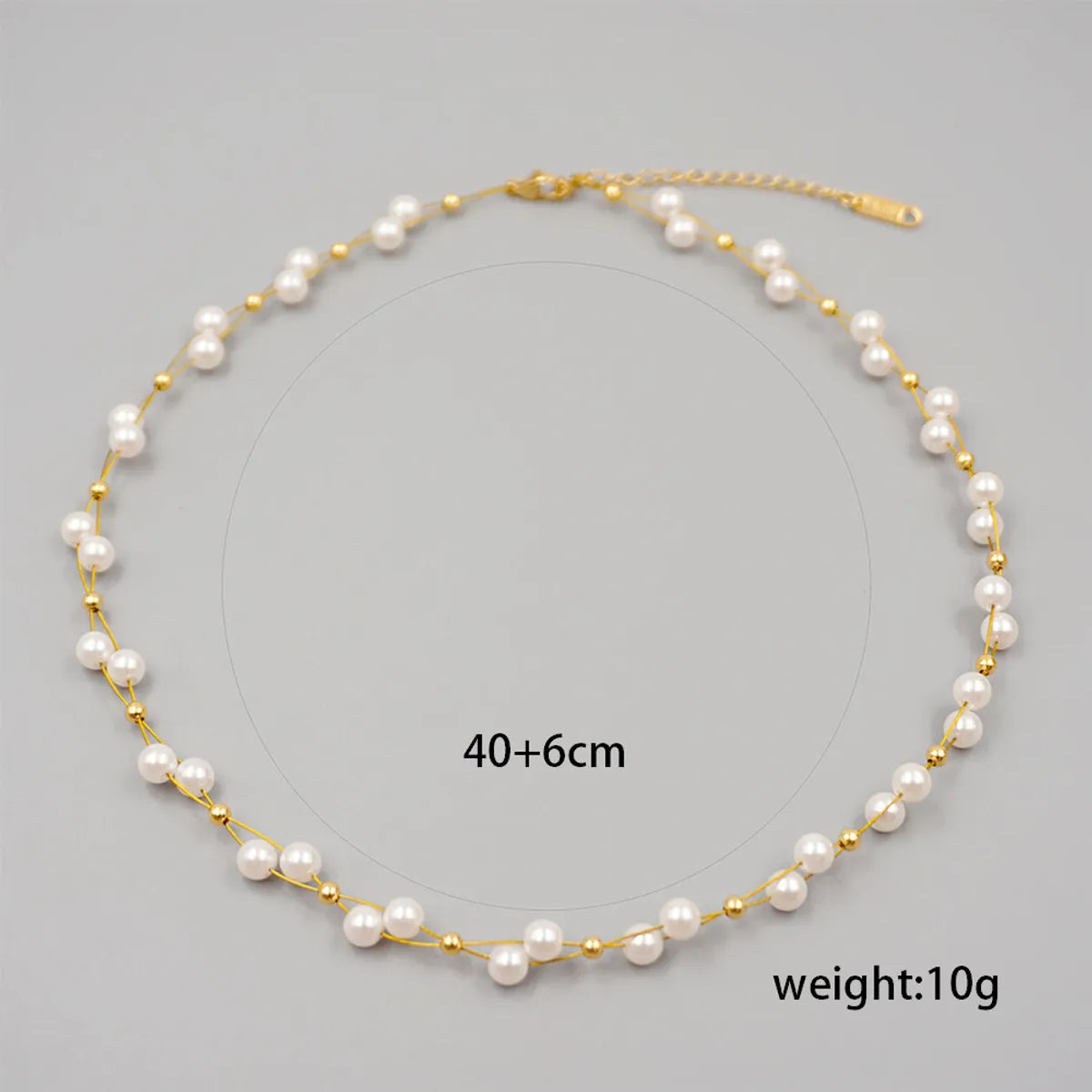 Modern Style Simple Style Round Gold Plated 304 Stainless Steel Imitation Pearl Titanium Steel Wholesale Necklace