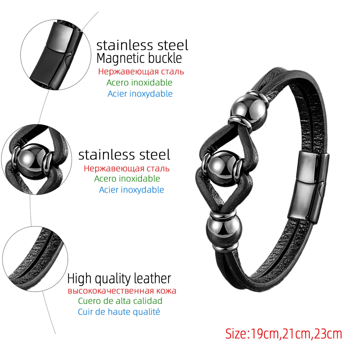 Modern Style Simple Style Semicircle Metal Layered Handmade Men'S Bracelets