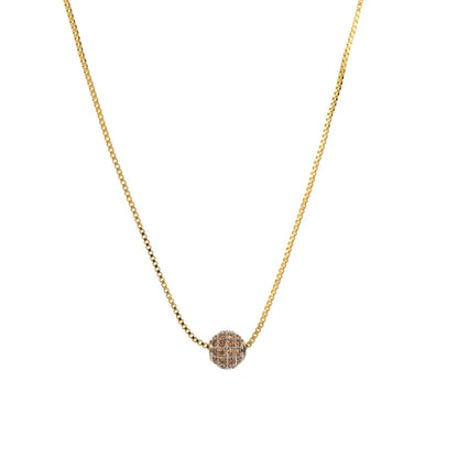 Modern Style Simple Style Shiny Ball Copper Zircon Necklace In Bulk