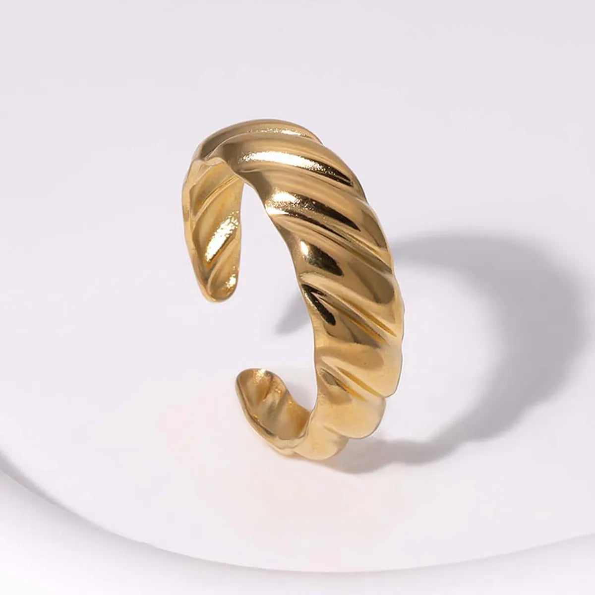 Modern Style Simple Style Simple Lines Stainless Steel Plating 18k Gold Plated Open Rings