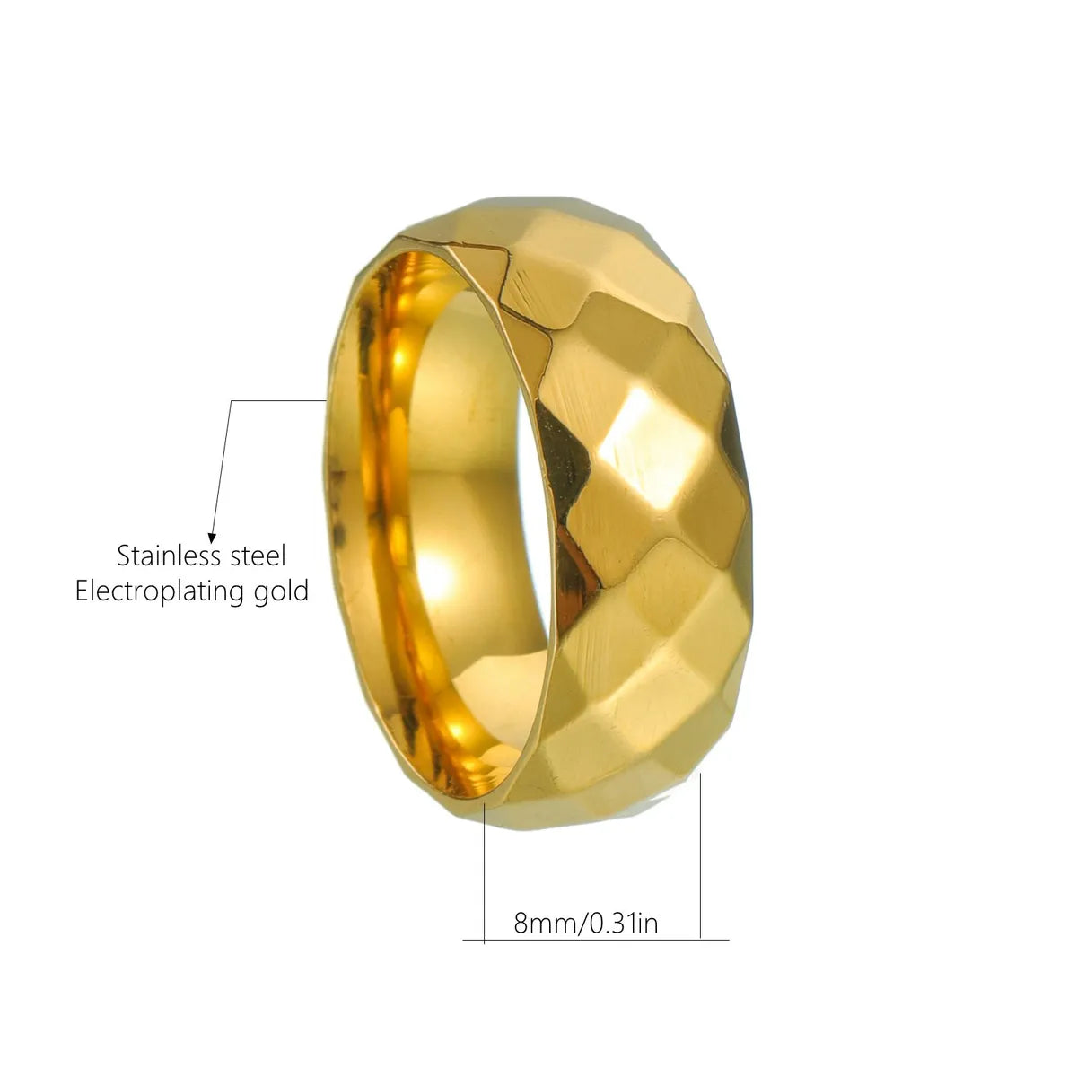 Modern Style Simple Style Solid Color 304 Stainless Steel Gold Plated Men'S Rings