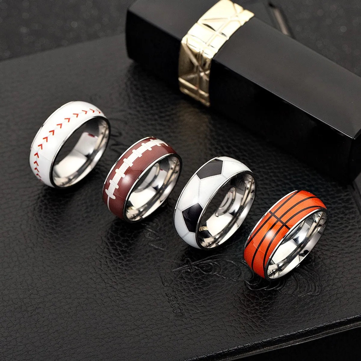 Modern Style Simple Style Solid Color 304 Stainless Steel Men'S Rings