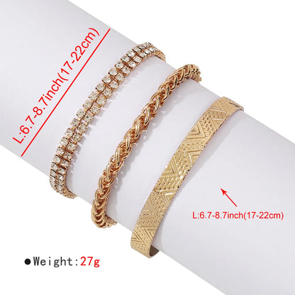 Modern Style Simple Style Solid Color Alloy Inlay Rhinestones Women's Bangle