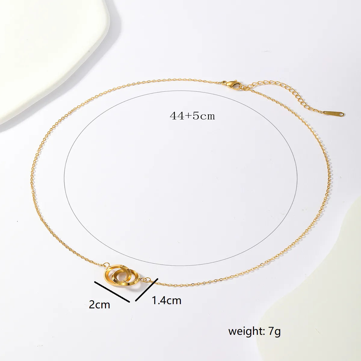 Modern Style Simple Style Solid Color Circle Stainless Steel Plating 18k Gold Plated Pendant Necklace