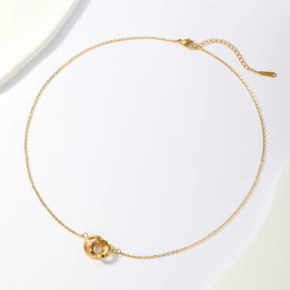 Modern Style Simple Style Solid Color Circle Stainless Steel Plating 18k Gold Plated Pendant Necklace