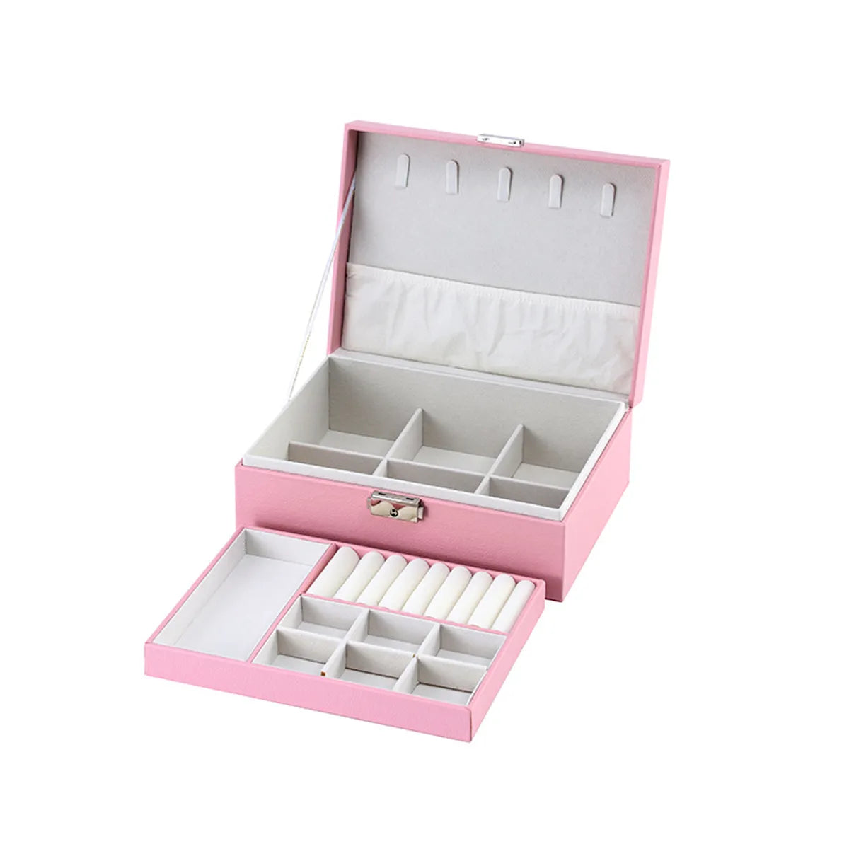 Modern Style Simple Style Solid Color Pu Leather Jewelry Boxes