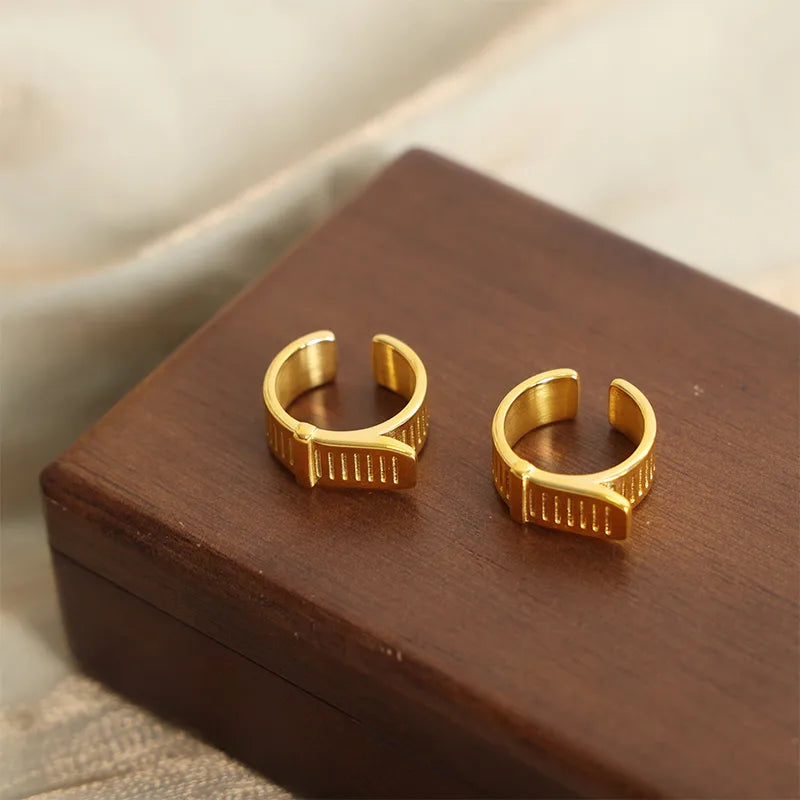 Wholesale Jewelry Modern Style Simple Style Solid Color Titanium Steel 18K Gold Plated Plating Open Rings