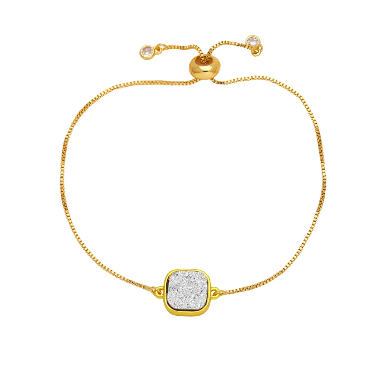 Modern Style Simple Style Square Copper Plating Inlay Ore 18k Gold Plated Bracelets