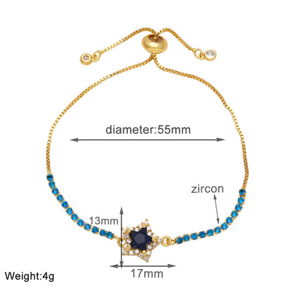 Modern Style Simple Style Star Copper Plating Inlay Zircon 18k Gold Plated Bracelets