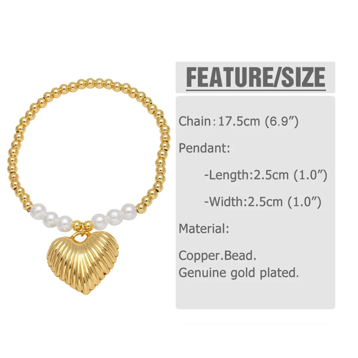 Modern Style Simple Style Star Heart Shape Lock 18K Gold Plated Artificial Pearl Copper Wholesale Bracelets