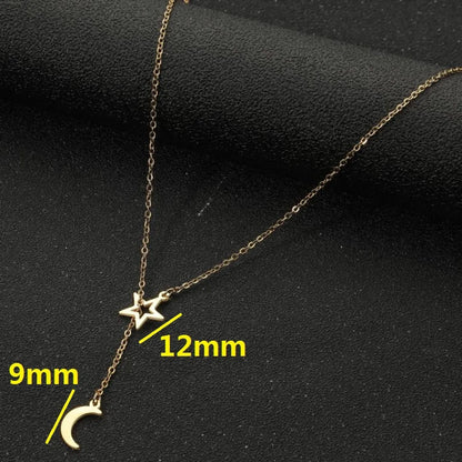 Modern Style Simple Style Star Moon Stainless Steel Plating Hollow Out Pendant Necklace