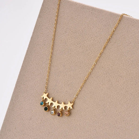 Modern Style Simple Style Star Stainless Steel Plating Inlay Rhinestones 14k Gold Plated Pendant Necklace