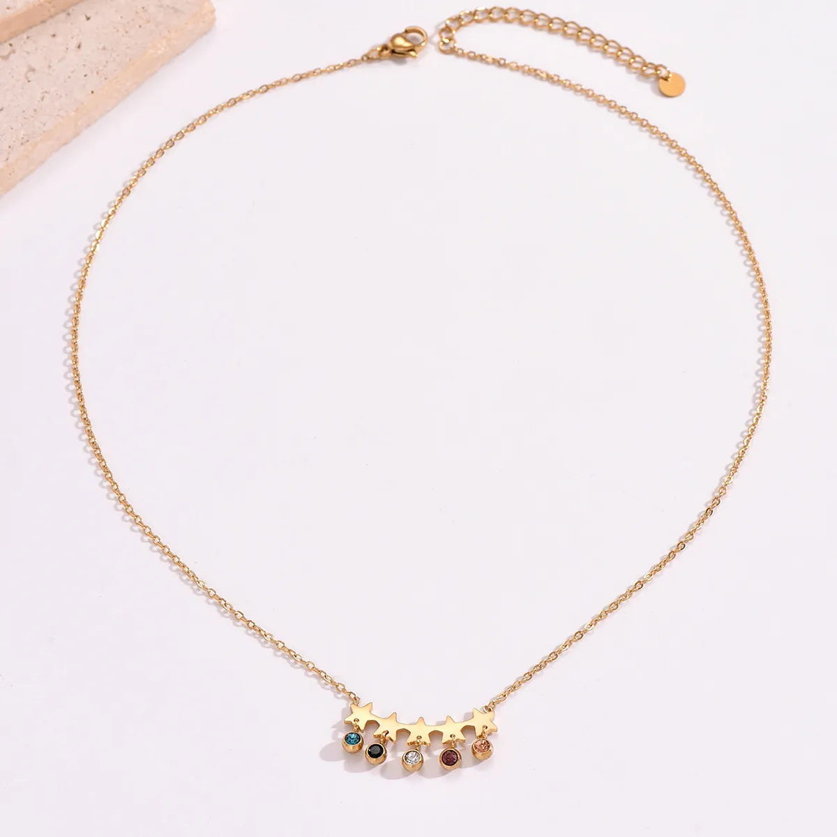 Modern Style Simple Style Star Stainless Steel Plating Inlay Rhinestones 14k Gold Plated Pendant Necklace