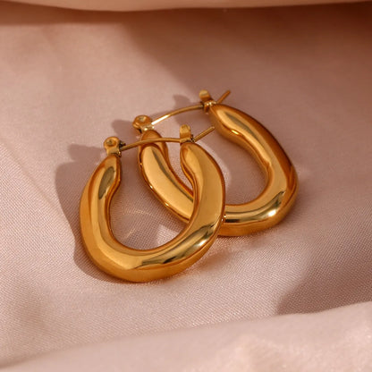 Modern Style Simple Style U Shape Stainless Steel Plating 18k Gold Plated Women's Hoop Earrings