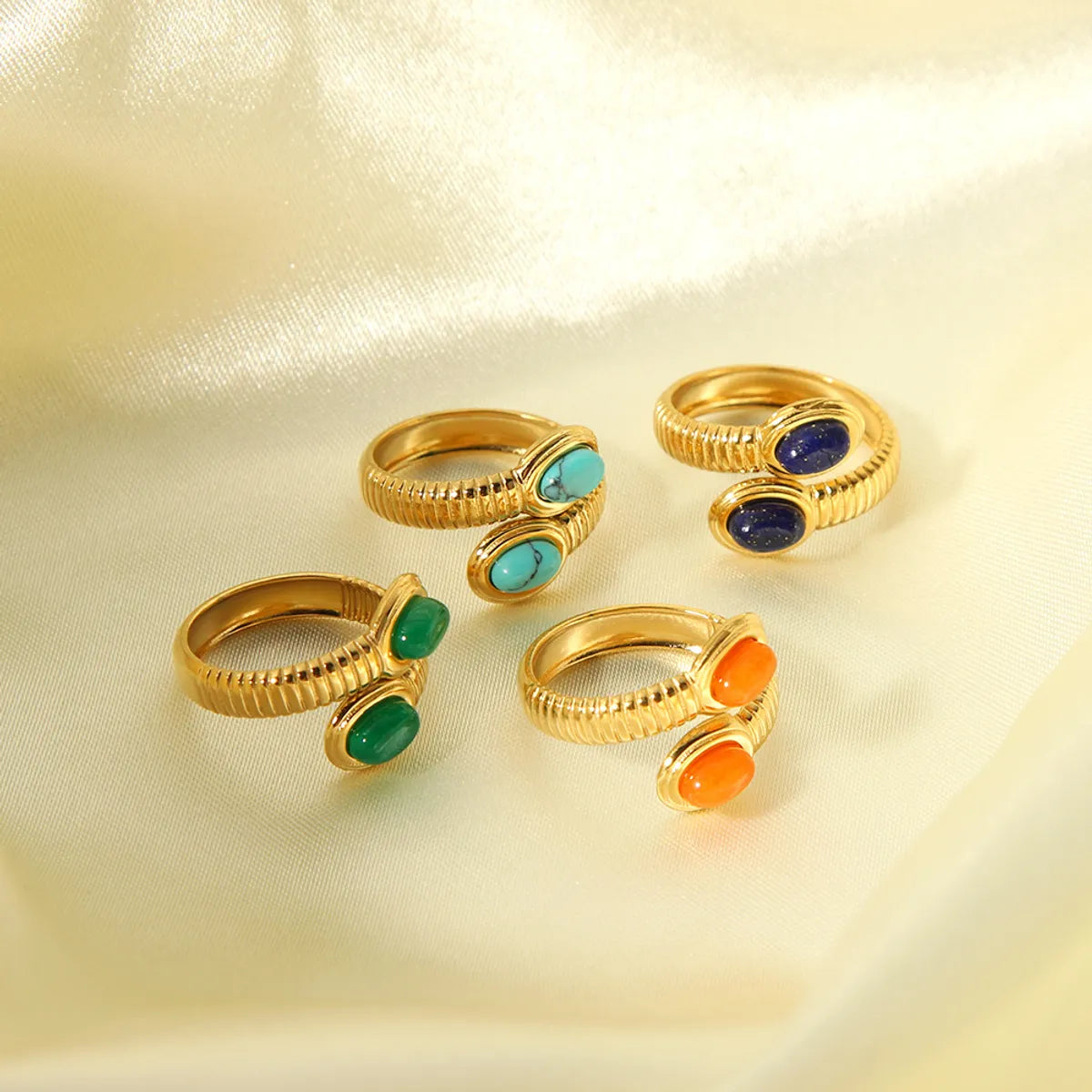 Modern Style Snake Stainless Steel Plating 18k Gold Plated Open Rings