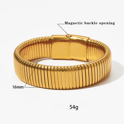 Modern Style Solid Color 304 Stainless Steel 16K Gold Plated White Gold Plated Gold Plated Bangle In Bulk