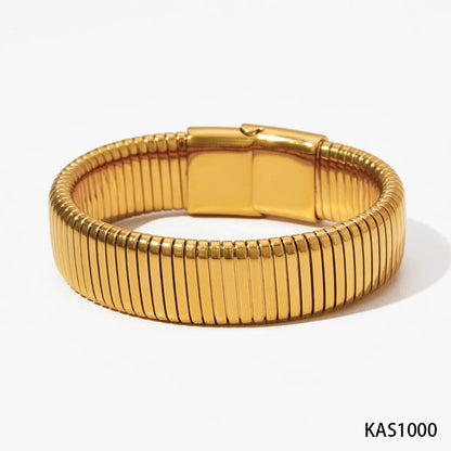 Modern Style Solid Color 304 Stainless Steel 16K Gold Plated White Gold Plated Gold Plated Bangle In Bulk